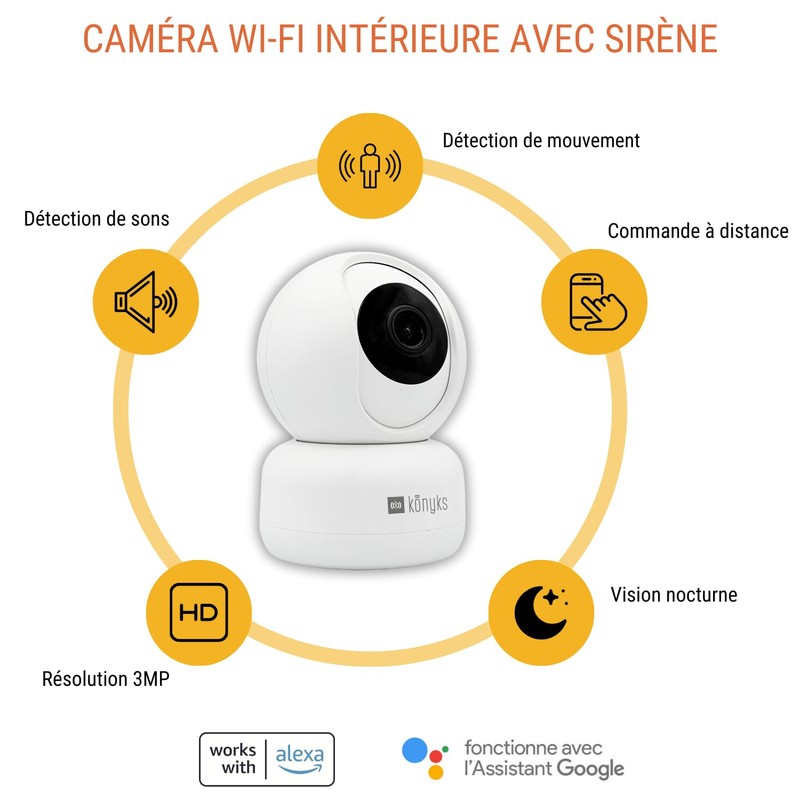 Konyks Camini 2 Indoor Surveillance Camera WiFi Motion Detection and