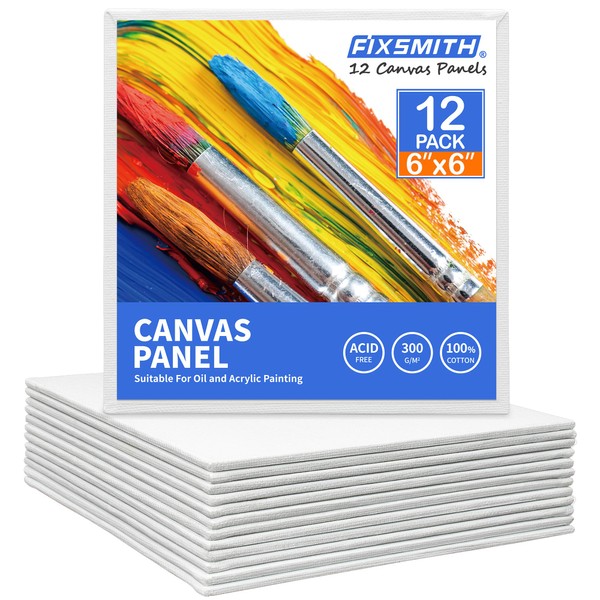 FIXSMITH Canvases for Painting -6x6 inch Painting Canvas Boards, Super