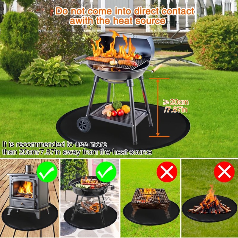 Golgner Fireproof Underlay 100 cm, Round Fireproof Mat, Fire Protection