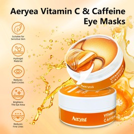 Aeryea Under Eye Patches with Vitamin C & Caffeine 30 Pairs for Dark Circles, Fine Lines and Puffiness, with Niacinamide Hydra-Gel Collagen, Skin Care for Men & Women