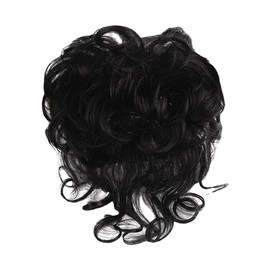 ICRAB 9" Natural Fluffy Human Hair Topper Short Black Curly Topper Hair Pieces Toupee Clip in Topper Human Hair Wig Wavy Hair Topper Wiglets Hairpieces for Women with Thinning Hair 1# Jet Black