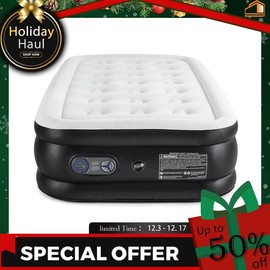 Air Mattress --Inflatable Blow Up Mattress Airbed with Built-in  Pump, Double Height, Adjustable Portable for Home or Camping - Color: 18IN-Queen