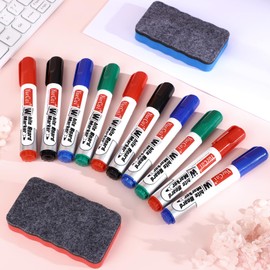 Zuimei 12PCS Whiteboard Pens Markers with 2PCS Magnetic Erasers, 4/12 Colors Dry Erase Markers Dry Wipe Pens for Whiteboard,Whiteboards,School,Office,Home (4 colors)