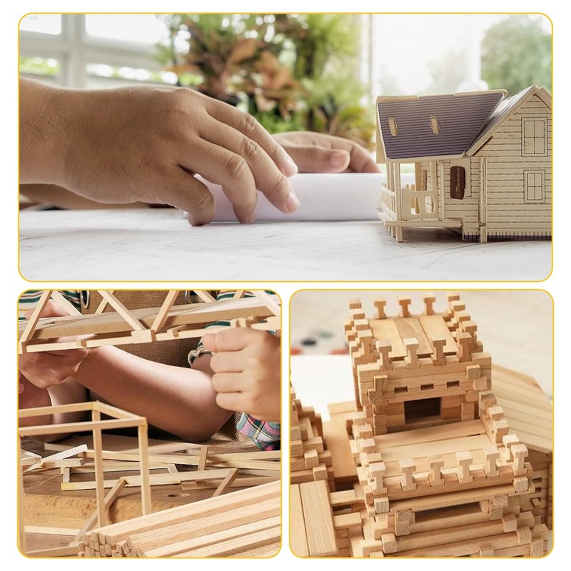 150 Pcs Natural Balsa Wood Sticks, Square Wooden Dowels 3