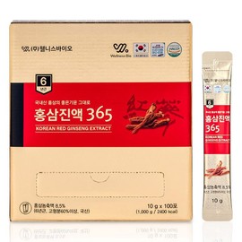 Aitpam 웰니스바이오 6년근 홍삼 진액 365 스틱 10g,100포 Wellness Bio 6-Year-Old Red Ginseng Extract 365 Sticks 10g, 100 Packs