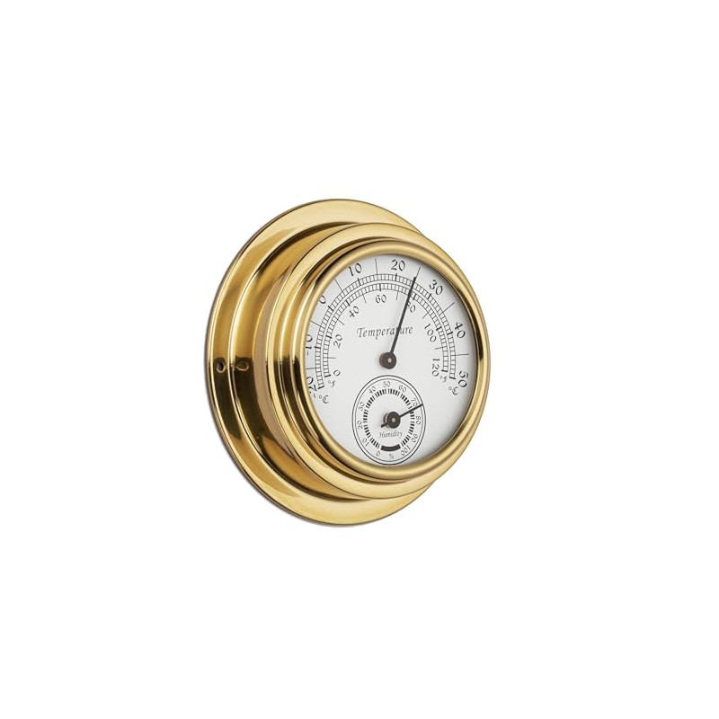 NKlaus Brass Thermo-Hygrometer, 9.8 x 6.3 x 3 cm, High-Quality