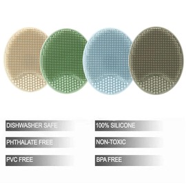 PandaEar Baby Cradle Cap Brush, Silicone Baby Bath Brush Massage Brush Set for Dry Skin, Cradle Cap, and Eczema, 4 Pack (Blue)