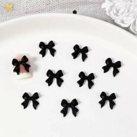셀프 젤 네일 리본 파츠 블랙 화이트 네일재료 10개입 [블랙] Self Gel Nail Ribbon Parts Black White Nail Materials 10 Pieces [Black]