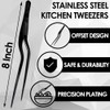 Gutsdoor 8 Inch Plating Tweezers Stainless Steel Precision Culinary Tweezers