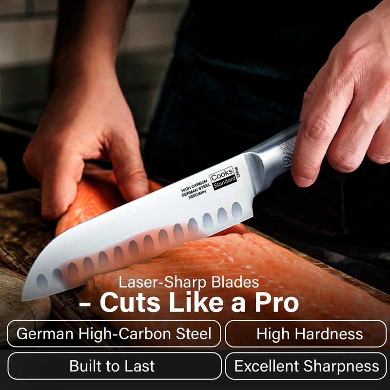 Cooks Standard Kitchen Knife Set with Block 6-Piece, Stainless Steel