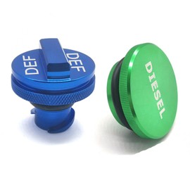 TOPKU Diesel Fuel Cap for Dodge Ram, Aluminum Factory Combo Pack - Magnetic Diesel Fuel Cap & DEF Cap for RAM 1500 2500 3500 Trucks (2013-2019)