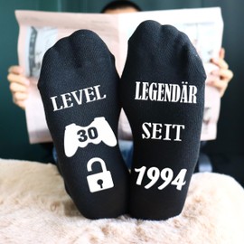 Jeasona 30th Birthday Socks Men Non-Slip 30th Birthday Men Funny Gift 30th Birthday Man Gift Ideas 30 Years Birthday Man Funny 30th Birthday Man Socks 43-46, Black-30