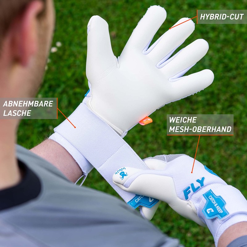 CATCH & KEEP Fly White Soul Men's Goalkeeper Gloves Size