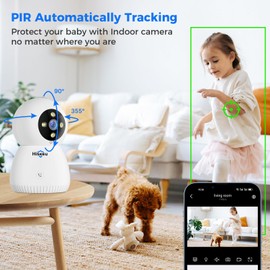 Hiseeu 5MP WiFi Security Camera Indoor, 360° Pet Dog Baby Home IP Camera with AI Human/Motion/Sound Detection, Smart Tracking, Siren, Night Vision, 2-Way Audio, Works with 2.4G/5G WiFi