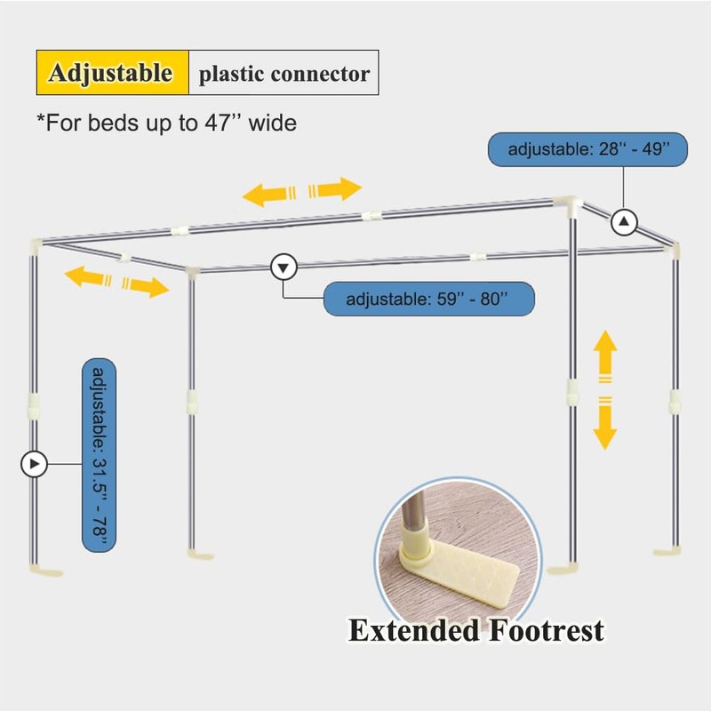 RAREFTI Canopy Bed Frame Full Queen King Size Adjustable Bed