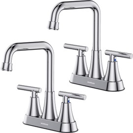 Bathroom Sink Faucet, Hurran 4 inch Chrome Bathroom Faucets for Sink 3 Hole with Pop-up Drain and Supply Hoses, 2-Handle Centerset Faucet for Bathroom Sink Vanity RV Farmhouse, 2 Pack