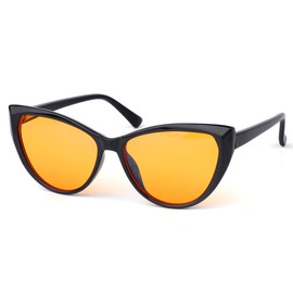 MOSSLIAN Blue Light Filter Glasses Sleeping Glasses 99% Blue Light Safety Glasses Amber Orange Lens Computer Glasses for Computer Games Reduces Eye Strain Fashion Styling, black