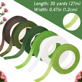SOCNITC 6 Rolls Floral Tape, 1/2" by 180Yard Green Floral Tape, Flower Tape for Bouquet Stem Wrap Floral Arranging Craft Projects Corsages, Wedding Bouquet