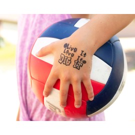 Volleyball Softball Gift for Girls Team Player Temporary Tattoo Pack of 24 (Volleyball)
