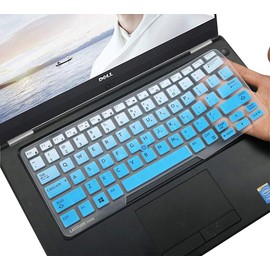 Dell Latitude Silicone Keyboard Cover for Dell Latitude E7450 E7470 E5470 E7480 5480 5490 5491 7490, Dell 3340 E3340 Laptop Keyboard Protective Skin Keyboard Protector, Gradual Blue (with Pointing)