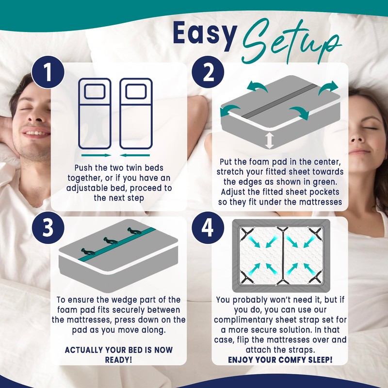 3-in-1 Fitted Sheet Attached Bed Bridge Twin (XL) to King