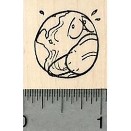 RubberHedgehog Masked Earth Rubber Stamp, Cartoon Face in Mask D36427 WM