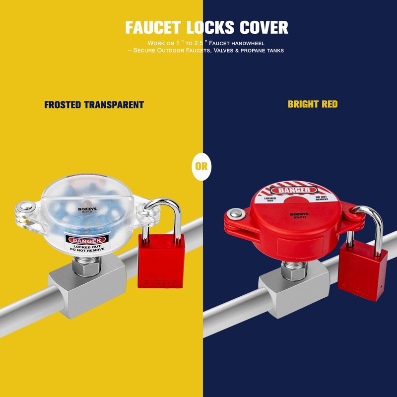 BOZZYS Red Faucet Locks Outdoor with Aluminum Padlock | Fit