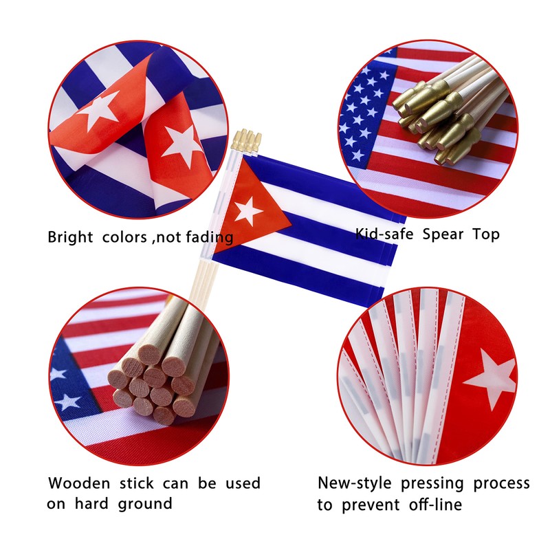 TSMD Cuba Stick Flag Cuban Small Mini Hand Held Flags,5x8