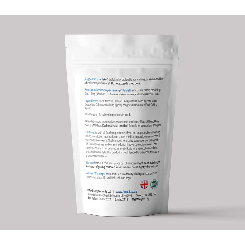 Zinc Citrate 50mg | 120/360 Tablets | One a Day