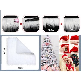 Pack of 2 Faux Fur Fabric 25 x 25 cm, Square, Shaggy Fur Fabric Patches, Fur Fabric Cuts Fluffy, Fur Patches, for DIY Crafts, Christmas Decoration, Sewing, Bright Green