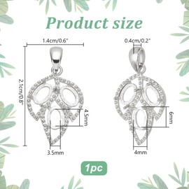 PH PandaHall 925 Sterling Silver Pendant Bowl with Blank Bezel Leaf Shape Open Back Setting Pendant Charm for Necklaces Jewellery Making, Silver