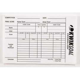 Kwik Goal Referee Score Sheets, White