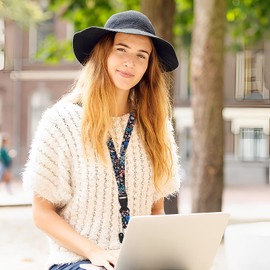 cobee Hard ID Card Badge Holder with Lanyards, 2 Set Plastic ID Card Protector with Thumb Slot Heavy Duty Lanyards with Quick Release Buckles Floral Neck Straps Clear Card Case