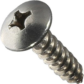 #10 x 1-1/4" Truss Head Sheet Metal Screws, Full Thread, Phillips Drive, Stainless Steel 18-8, Bright Finish, Self-Tapping, Quantity 50 Pieces by Fastenere