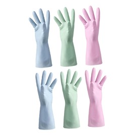 VICASKY 3 Pairs Rubber Dishwashing Gloves of Thin Kitchen Cleaning Gloves for Household Chores Laundry and Dishwashing Ergonomic Comfort Flexible Design Blue Green and Pink