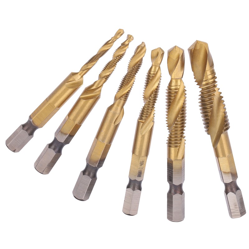 6pcs Screw Tap Drill Bits Kit 6542 High Speed Steel