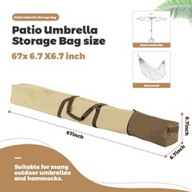 Umbrella Storage Bag, 67 Inch Oversized Patio Umbrella Storage and Carrying Bag, 420D Oxford Fabric Patio Hammock Umbrella Covers Waterproof, Beach Umbrella Storage Bag Dustproof Pouch for Outdoor