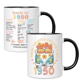 wuguimeii Cool 1950 75th Birthday Gifts Ideas for Her - 75th Birthday Gifts for Women - Seventy-five Birthday Coffee Mugs Party Cup - 75 Year Old Birthday Coffee Mugs Party Decorations