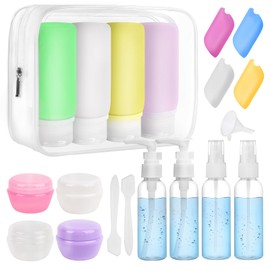 Muslish 21 Pack Leak Proof Silicone Travel Bottles Set, TSA Approved Containers for Toiletries, Travel Size Accessories and Shampoo Conditioner Bottles with Toiletry Bag (BPA Free)