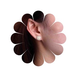 TseenYi Cluster Pearl Studs Earrings Gold CZ Pearl Cluster Earrings Small Pearl Cluster Flower Earrings Tiny Pearl Cluster Ball Earrings Round Rhinestone Pearl Ball Earrings