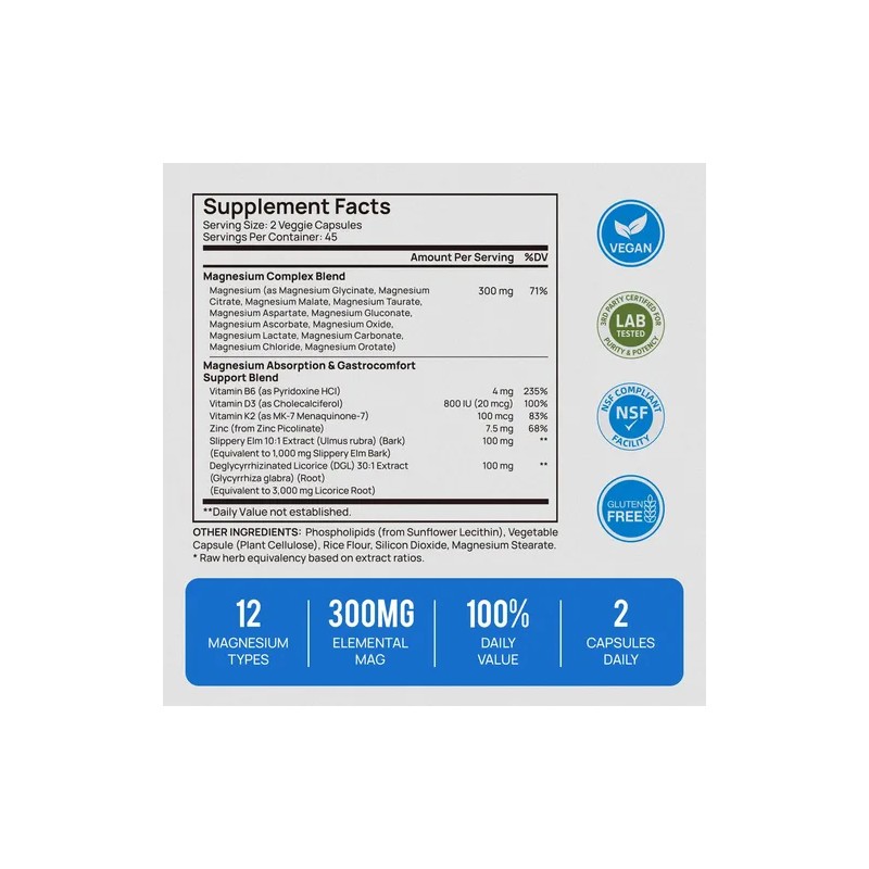 Selerb Magnesio Liposomal 90 Cápsulas B6 D3 K2 Zinc