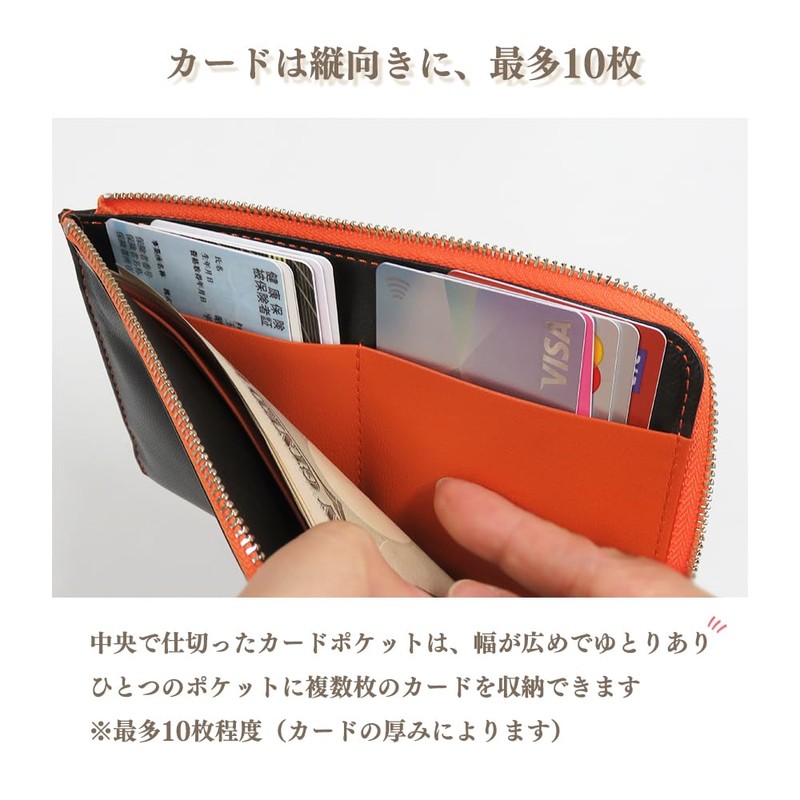 CLuaR LR0057 Goat Leather Long Wallet, L-Shaped Zipper, Thin, Small,