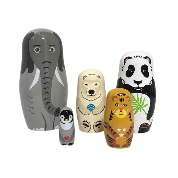 J-ouuo Nesting Dolls, 5 Pieces Matryoshka Wooden Stacking Nested Set