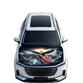 Car Hood Cover Flag - 59x51IN Eagle Hood Covers with 2 Adjustable Triangular Fasteners for Cars Decor, Automotive Exterior Accessories Patriotic Decorations - Hood Cover-2