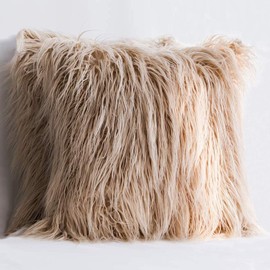 Ewolee Cushion Cover, 2 Pcs Faux Fur Cushion Covers Throw Pillow Cover Fluffy Soft Decorative Pillow Cases Plush Case For Livingroom Sofa Bedroom Car (Brown, 18 x 18in / 45 x 45cm)