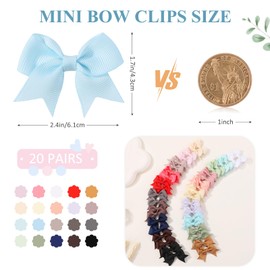 Jollybows 40pcs Baby Girls Hair Bows Clips, 2" Mini Alligator Clip Toddler Pigtail Bow Fine Hair Clip for Little Girls Kids Infant (Light Color)