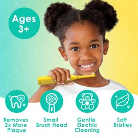 Brusheez Brusheez Kids’ Electric Toothbrush Set - Safe & Effective for Ages 3+ - Parent Tested & Approved with Gentle Bristles, 2 Brush Heads, Rinse Cup, 2-Minute Timer, & Storage Base (Jovie The Giraffe)