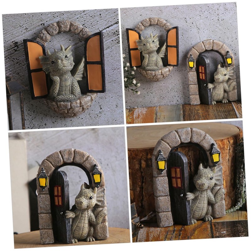 Kisangel 2pcs Resin Dragon Garden Decoration Resin Dragon Statue Outdoor