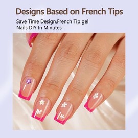 Misssix French Gel Nail Tips, 160Pcs Pink French Tip Press on Nails Short Square, No Need to File Tips Pre-lasting, Fake Nails for Nail Art DIY 16 Sizes