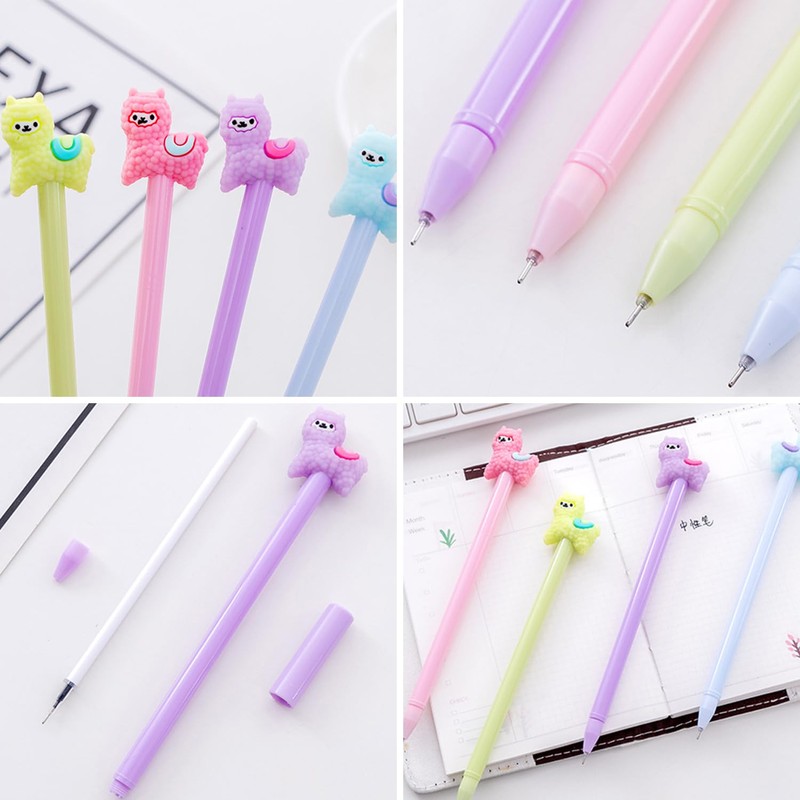12 Lamb Neutral Pens, Cute Cartoon Animals, Student Stationery, Black